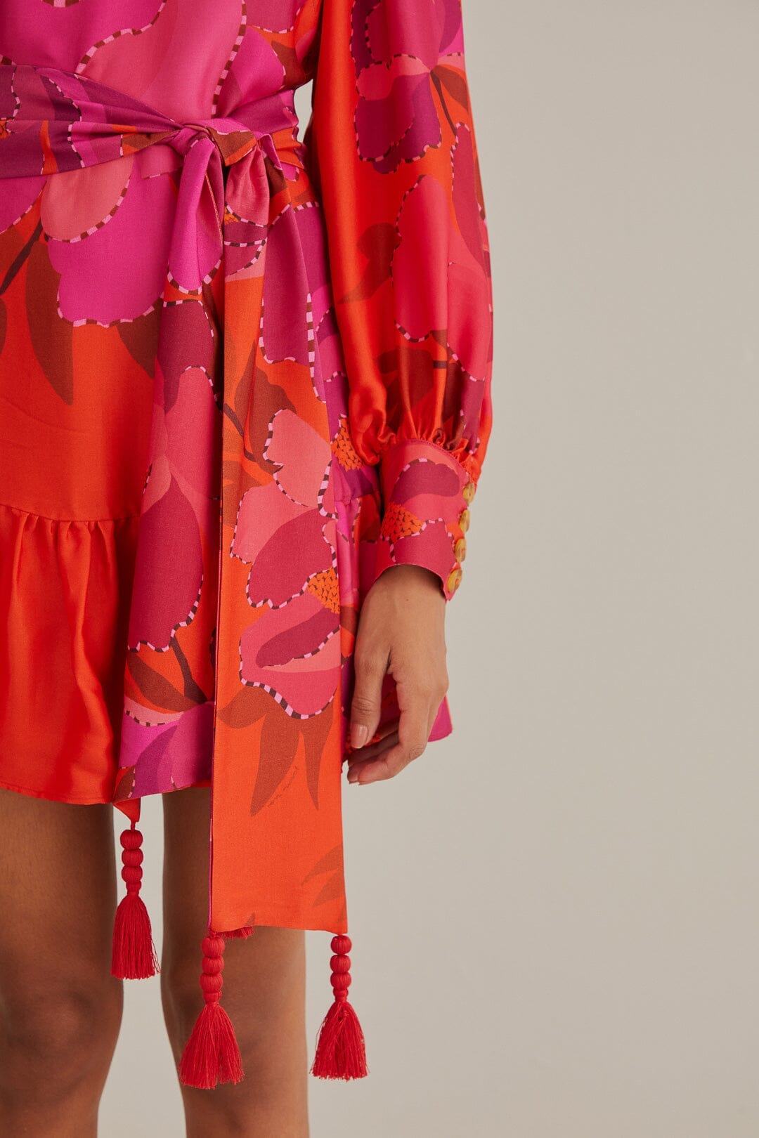 Short dress with long sleeves - Orange