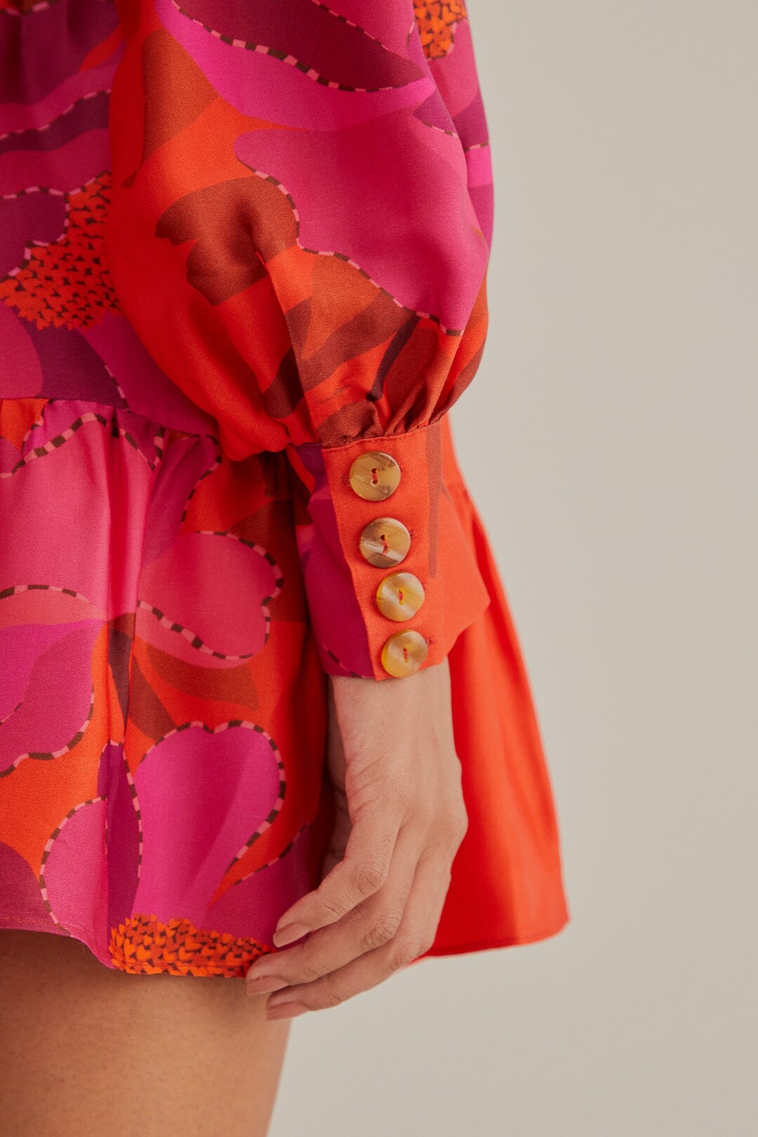 Short dress with long sleeves - Orange