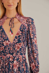 Robe courte Ainika Charm à manches longues - Multicolore