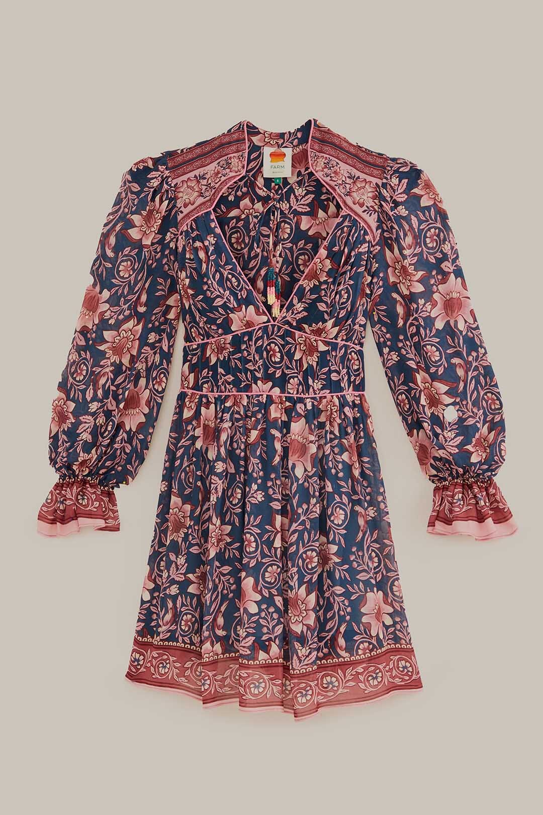 Robe courte Ainika Charm à manches longues - Multicolore