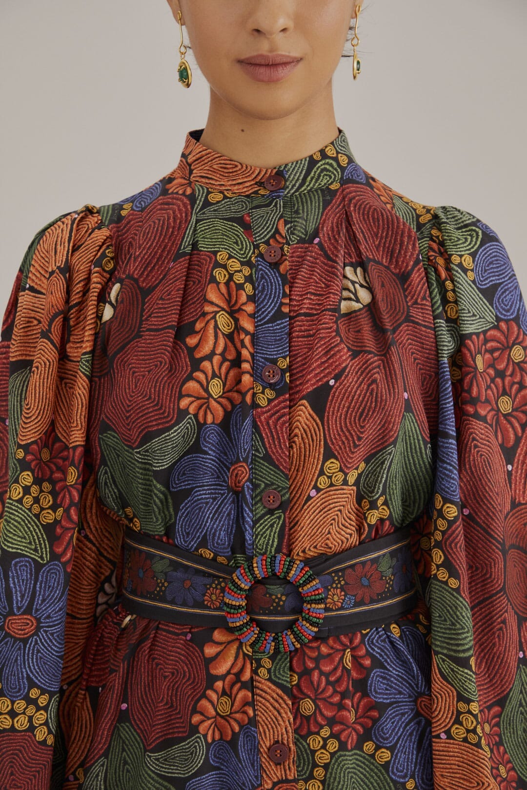Robe courte à manches longues - Orange