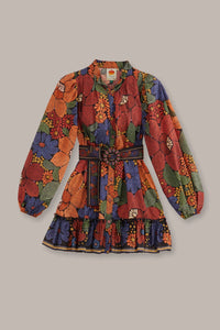 Robe courte à manches longues - Orange