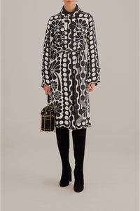Robe midi nuisette Palermo à manches longues - Noir