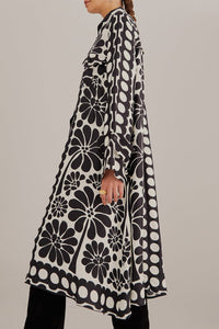 Robe midi nuisette Palermo à manches longues - Noir