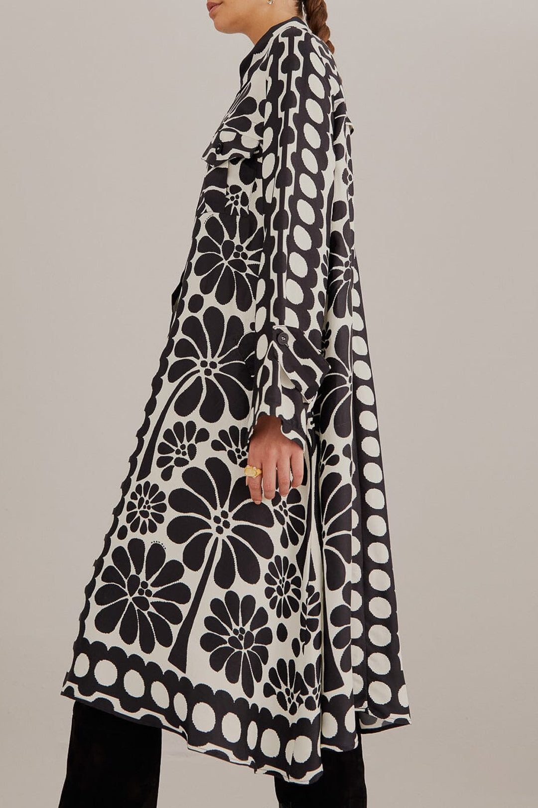 Robe midi nuisette Palermo à manches longues - Noir