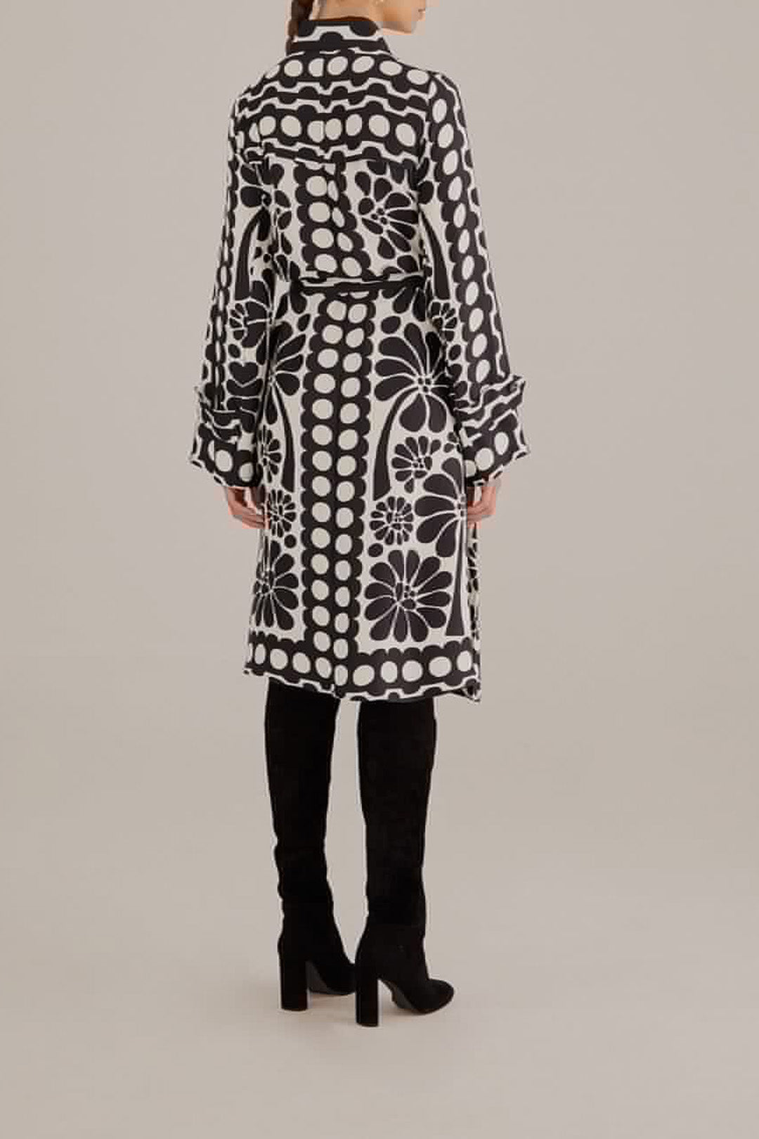 Robe midi nuisette Palermo à manches longues - Noir