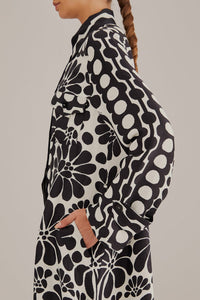 Robe midi nuisette Palermo à manches longues - Noir