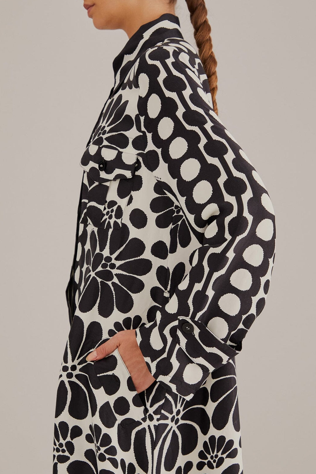 Robe midi nuisette Palermo à manches longues - Noir