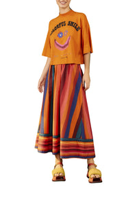 MEDIA OFF LINE_T-shirt Smile en coton - Orange