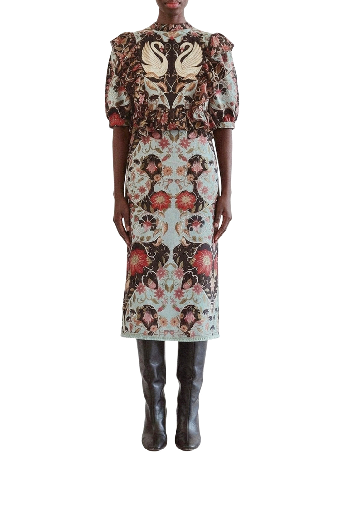 Flowing Beauty midi dress in cotton - Blue