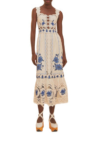 Sunflower midi dress in linen - White