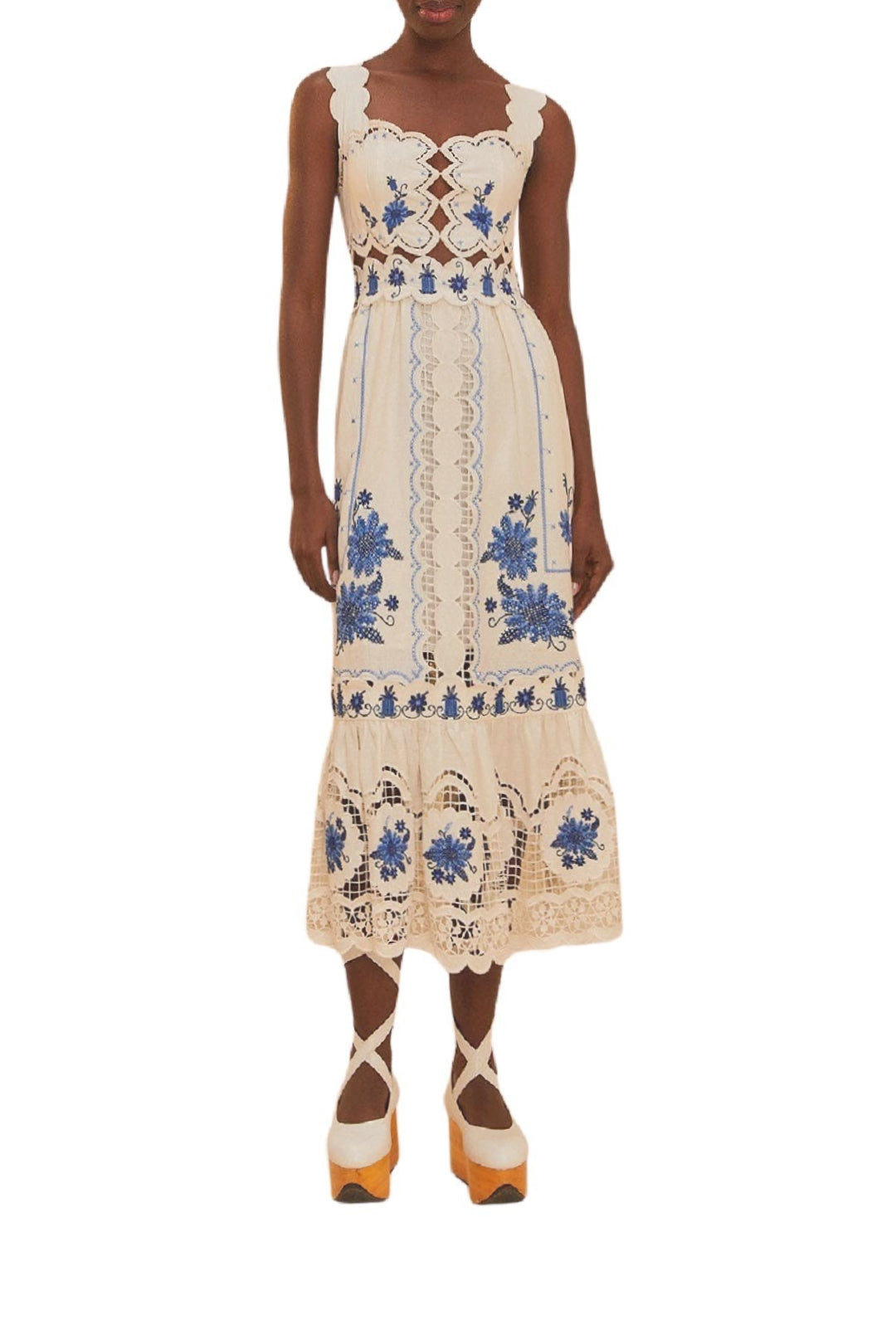 Sunflower midi dress in linen - White