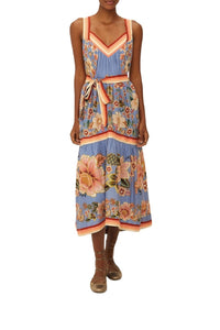 Robe midi Superbloom en coton - Bleu
