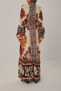 Robe longue à manches longues - Beige