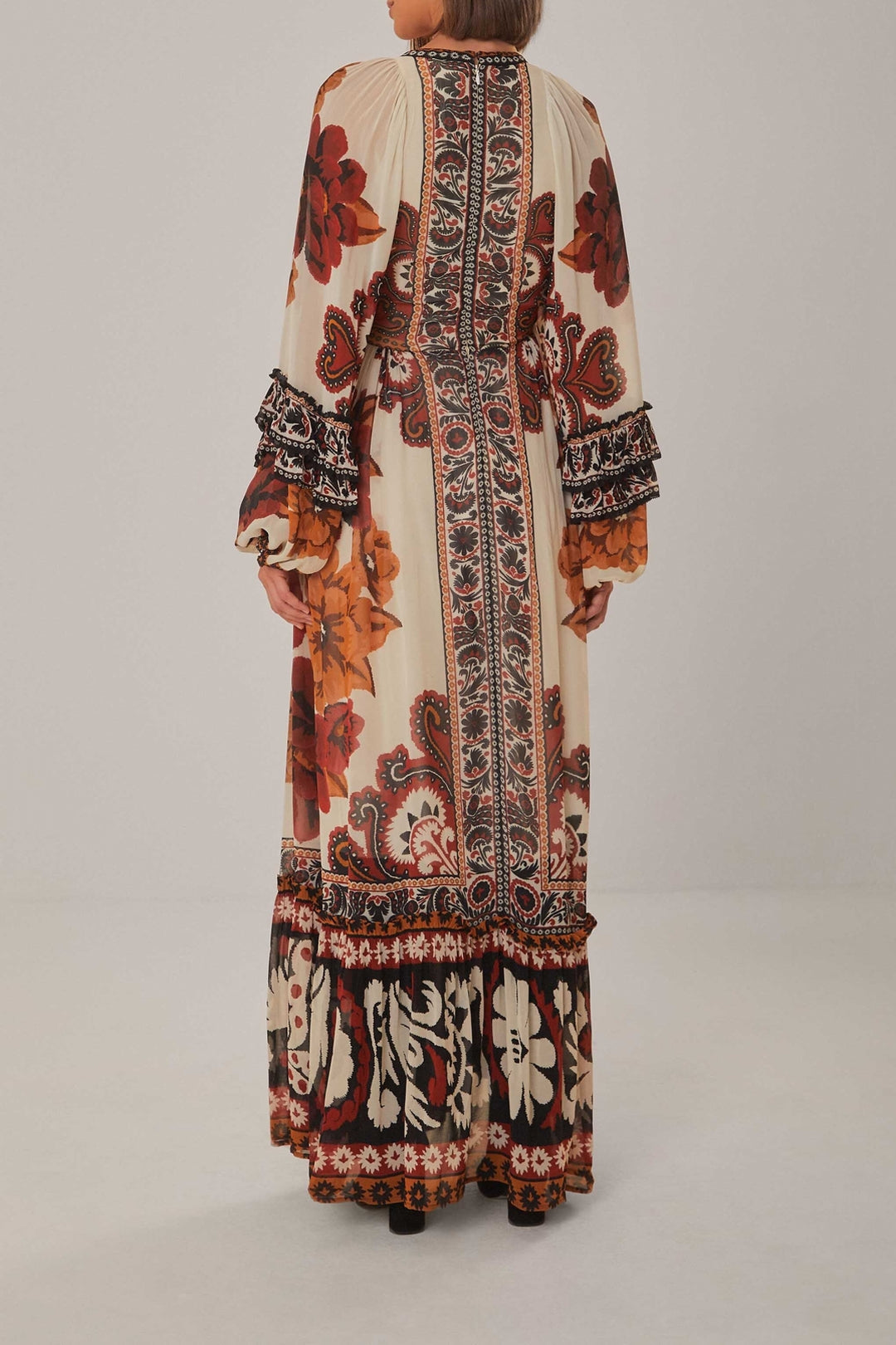 Robe longue à manches longues - Beige