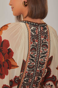 Robe longue à manches longues - Beige