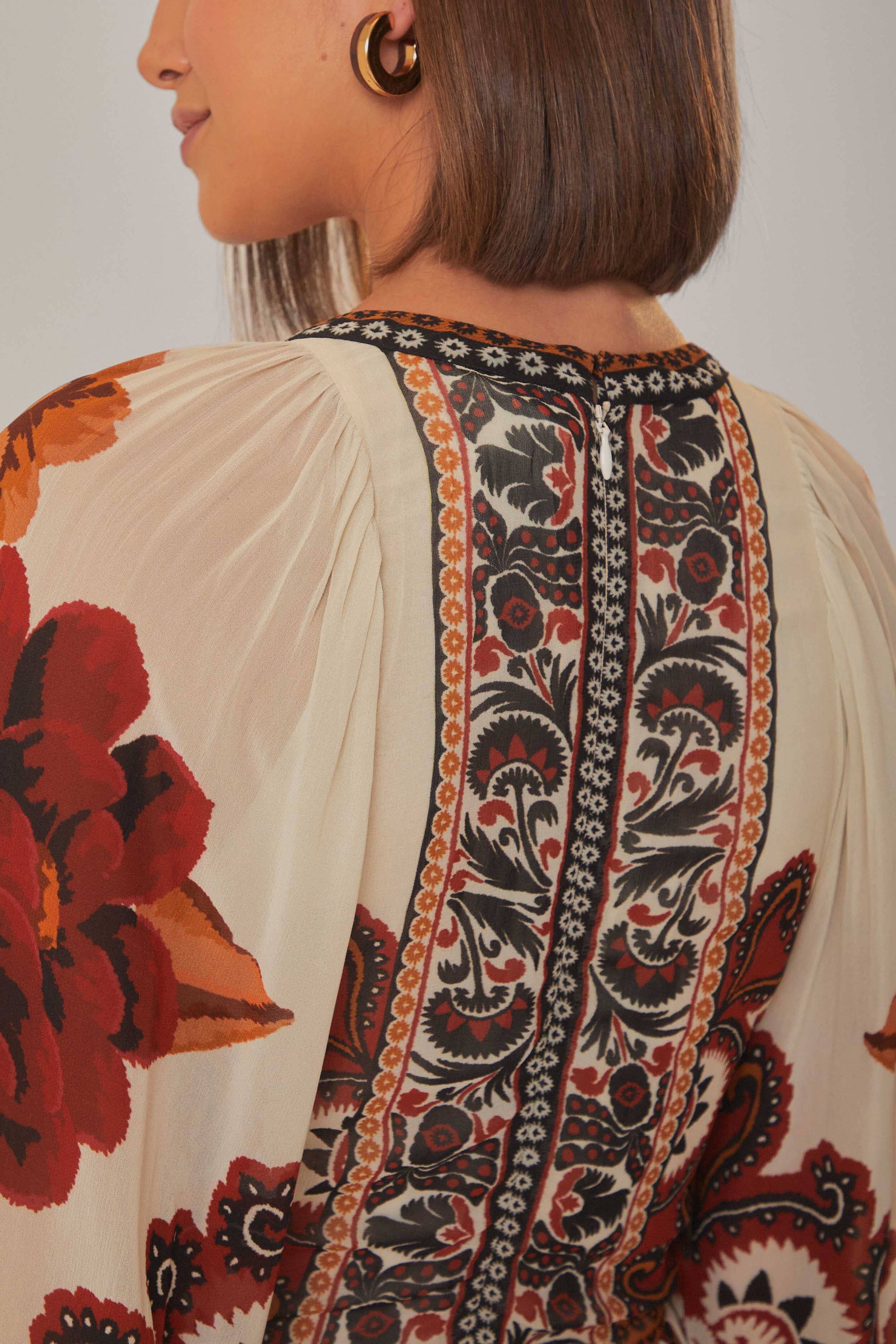 Robe longue à manches longues - Beige