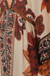 Robe longue à manches longues - Beige