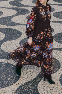 Robe longue à manches longues - Noir