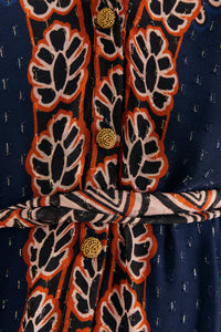 Robe longue à fente Ainika Tapestry - Bleu