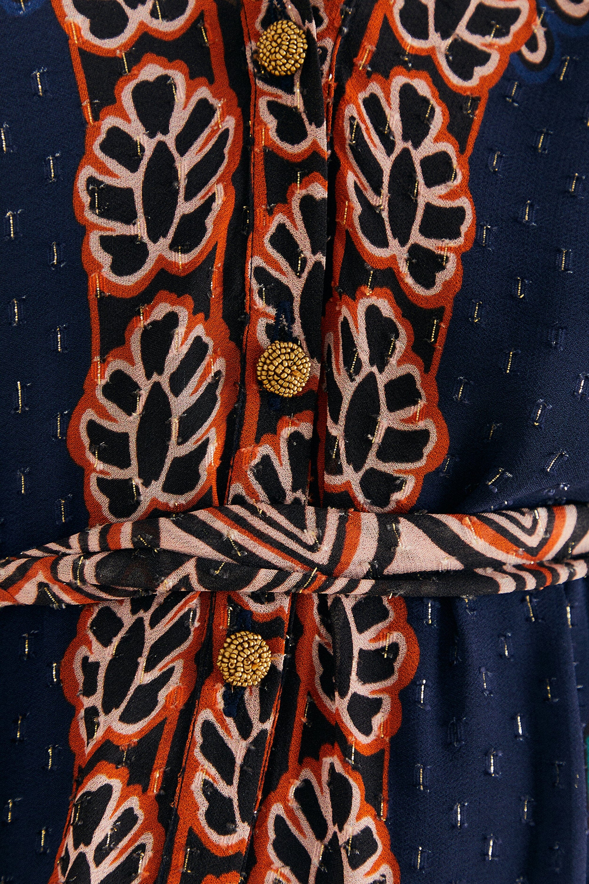 Robe longue à fente Ainika Tapestry - Bleu