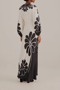 Robe longue Palermo à manches longues et découpes - Noir