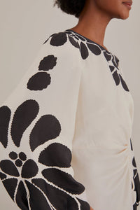 Robe longue Palermo à manches longues et découpes - Noir