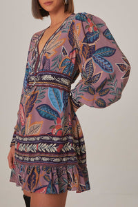 Robe courte à manches longues - Violet