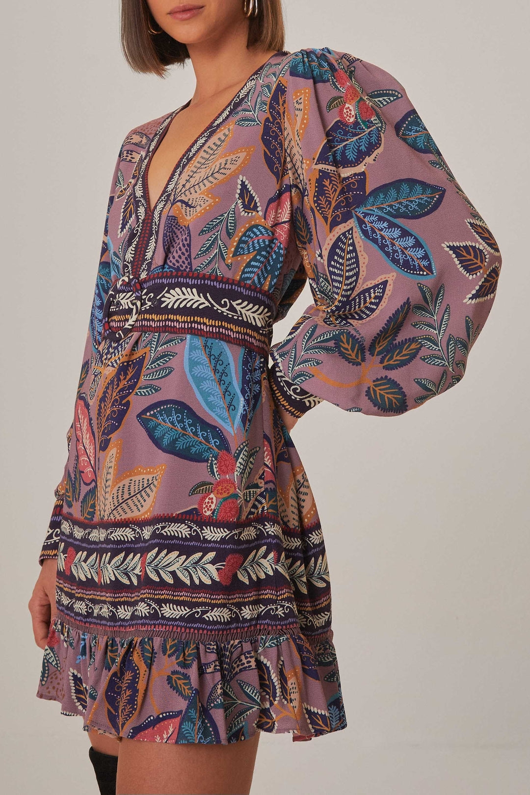 Robe courte à manches longues - Violet