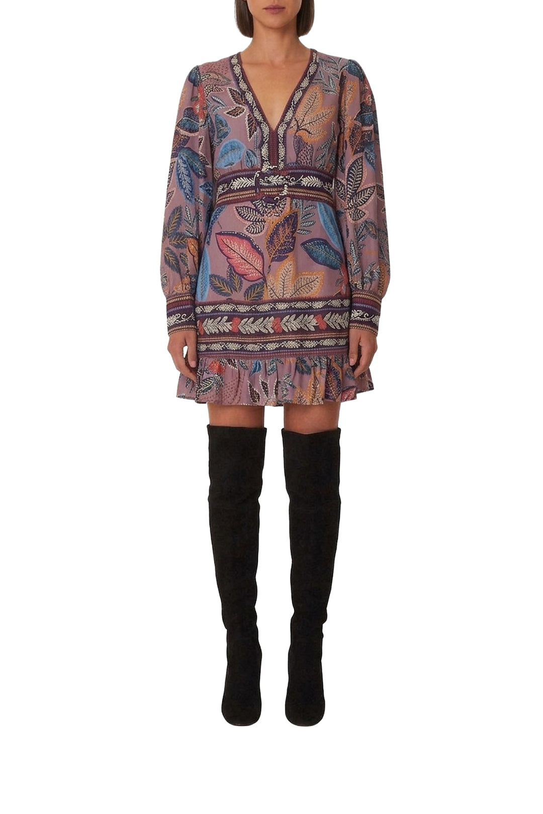 Robe courte à manches longues - Violet