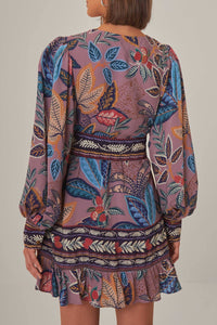 Robe courte à manches longues - Violet