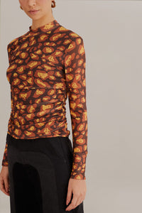 Blouse Desire Léopard en tulle - Marron