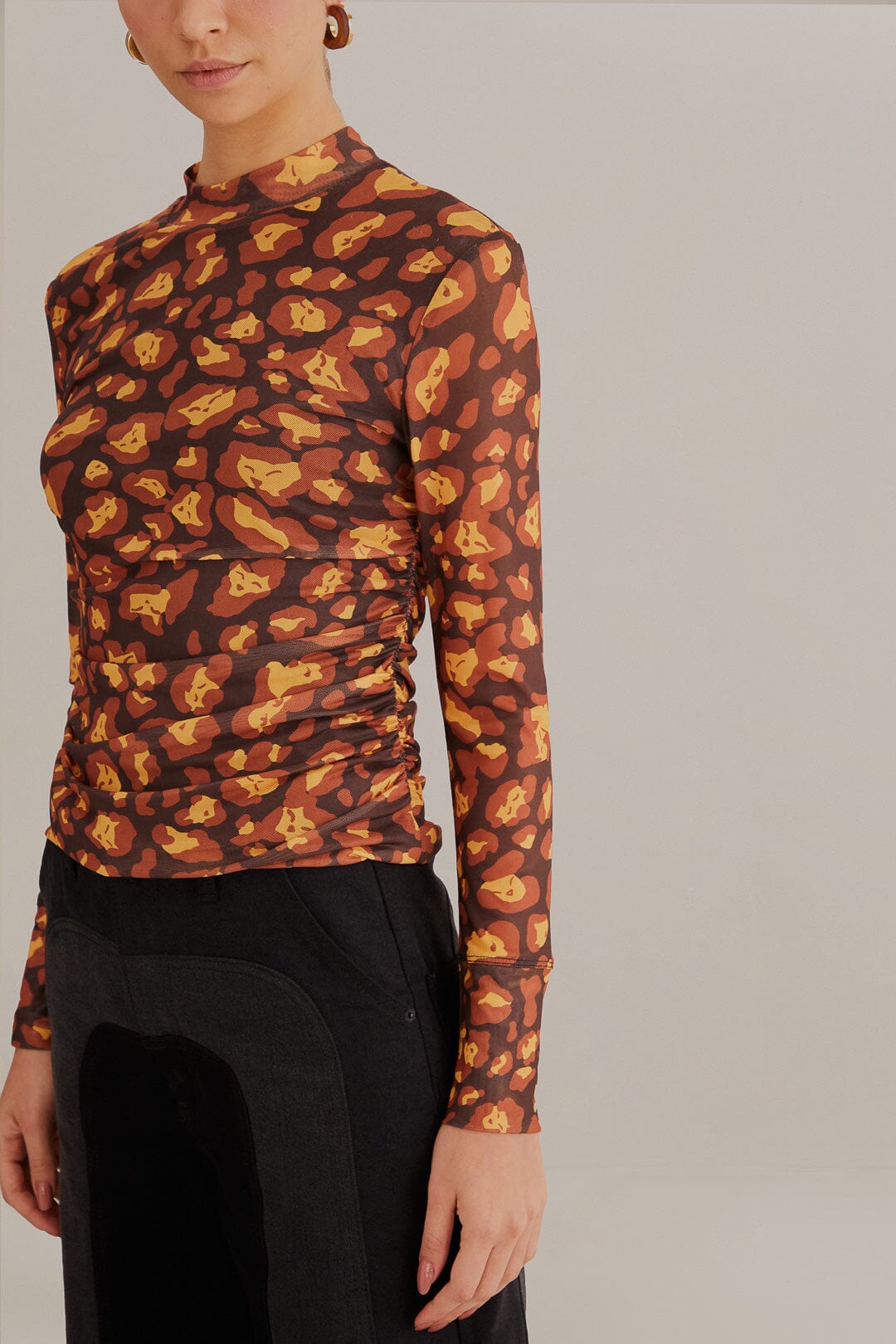 Blouse Desire Léopard en tulle - Marron