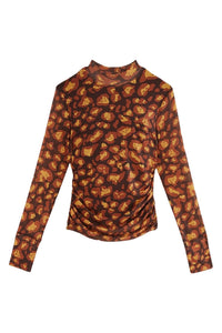 Blouse Desire Léopard en tulle - Marron