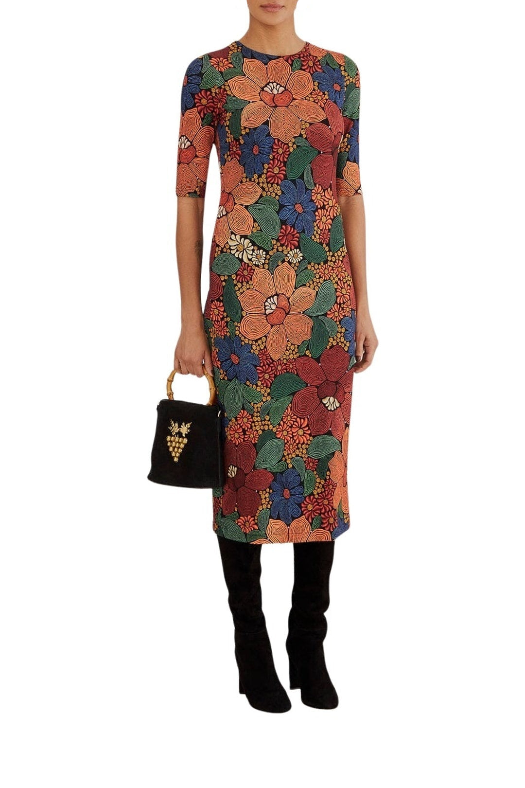 DJV_Stitched Flowers Black Robes midi - Stitched Flowers Black