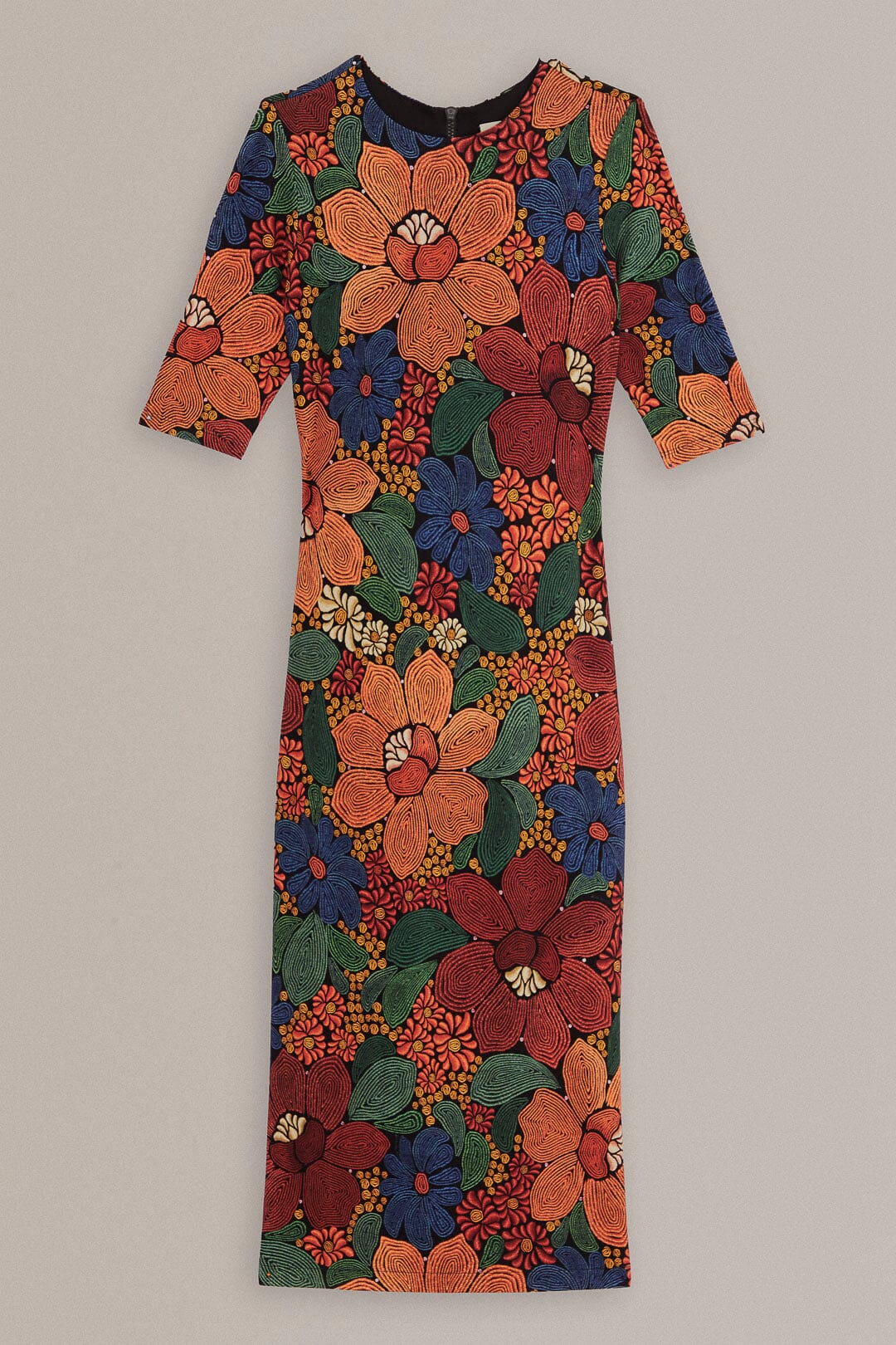 DJV_Stitched Flowers Black Robes midi - Stitched Flowers Black