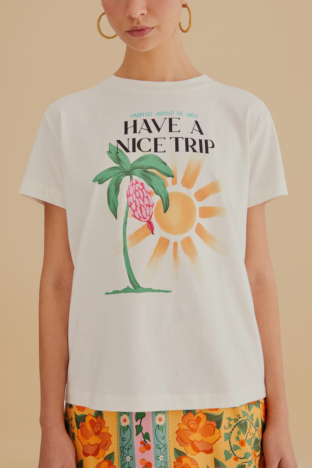 T-shirt Have A Nice Trip en coton - Blanc