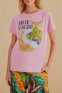 T-shirt coupe Rio de Janeiro en coton - Rose