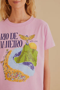 T-shirt coupe Rio de Janeiro en coton - Rose