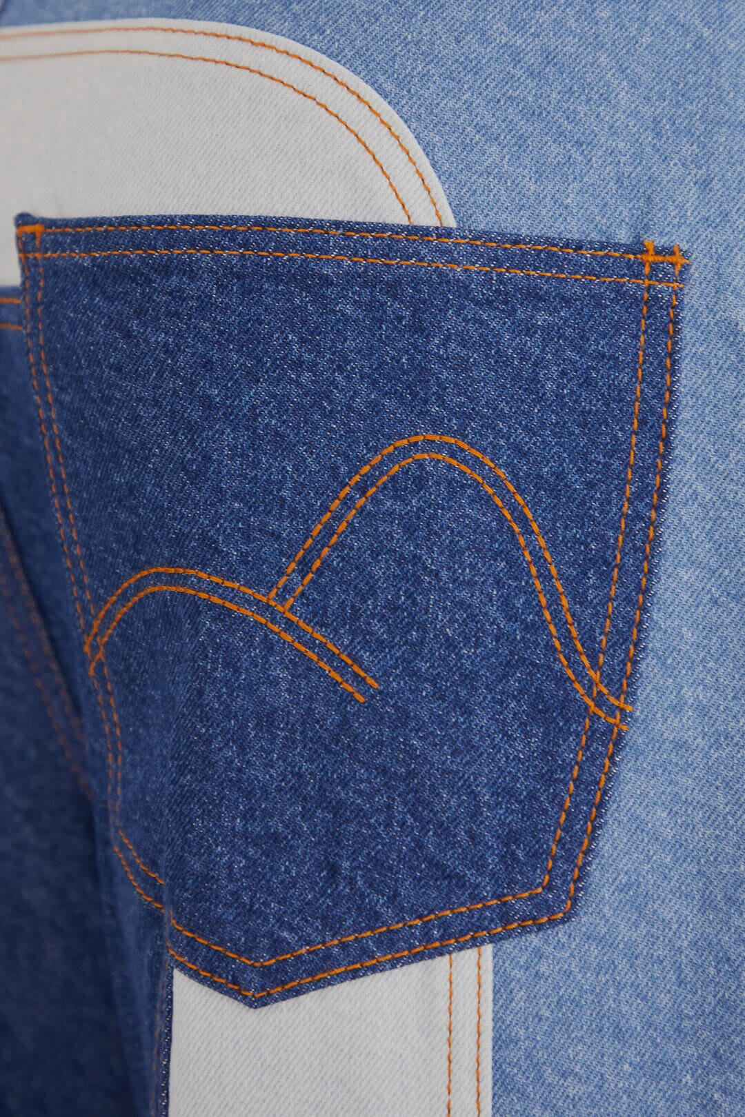 Pantalon large en denim patchwork - Bleu