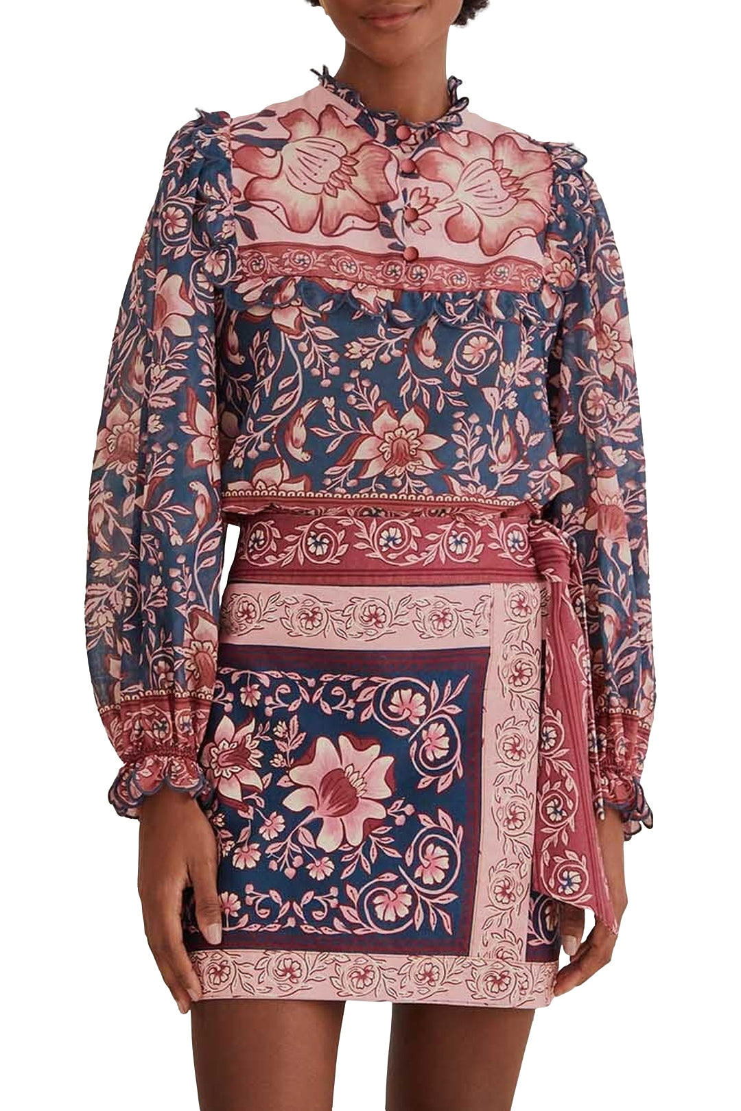 Jupe Ainika à nouer en coton - Rose
