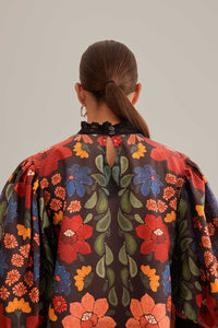 Blouse à manches courtes bouffantes - Noir