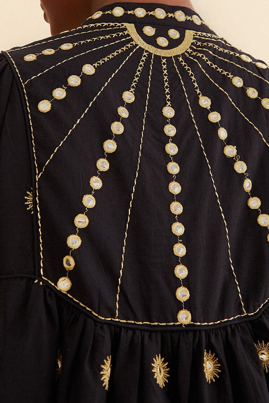 Robe midi Sun brodée - Noir