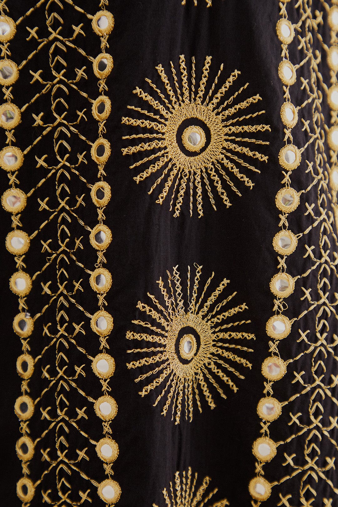 Robe midi Sun brodée - Noir