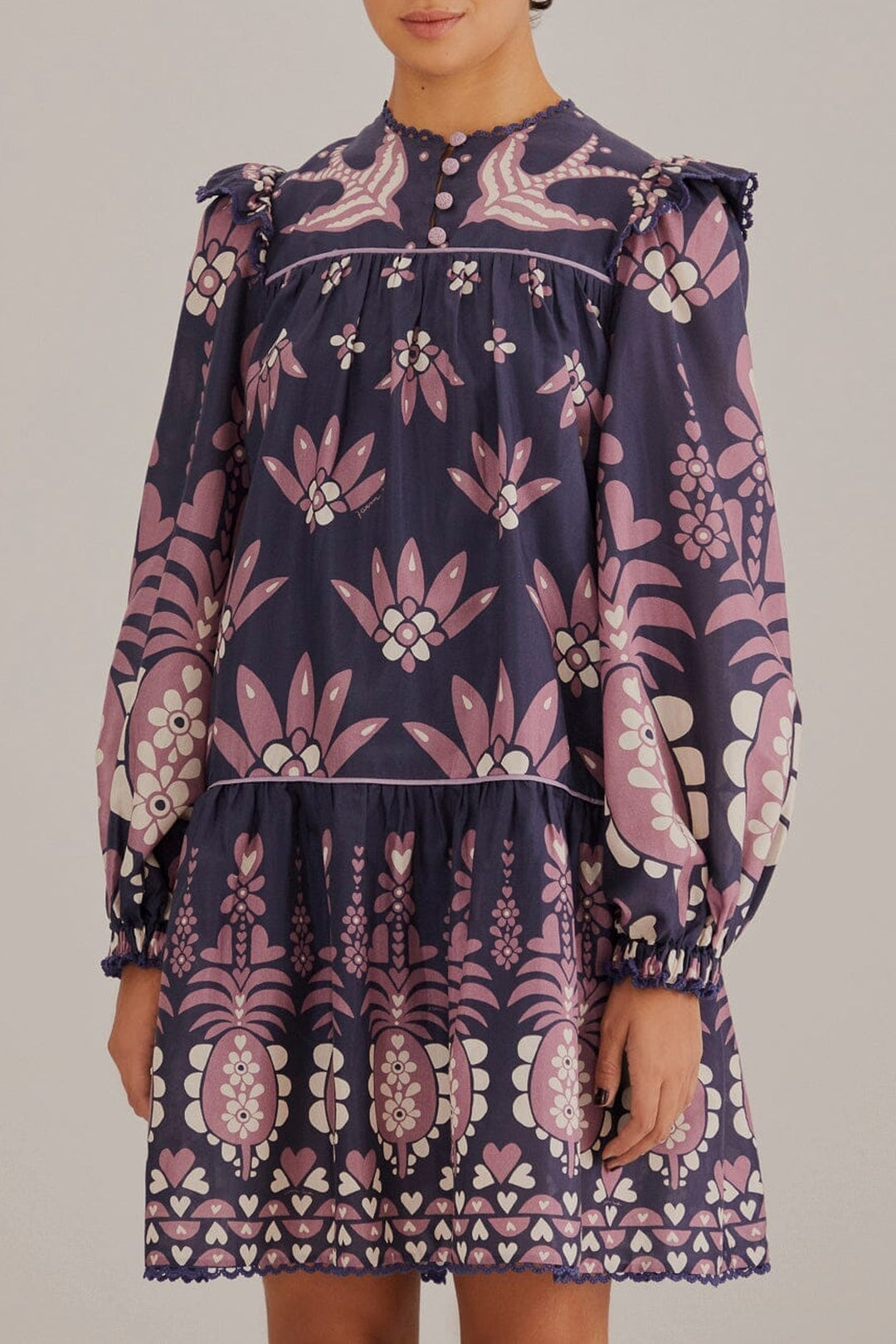 Robe courte à manches longues - Violet