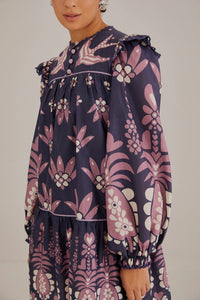 Robe courte à manches longues - Violet