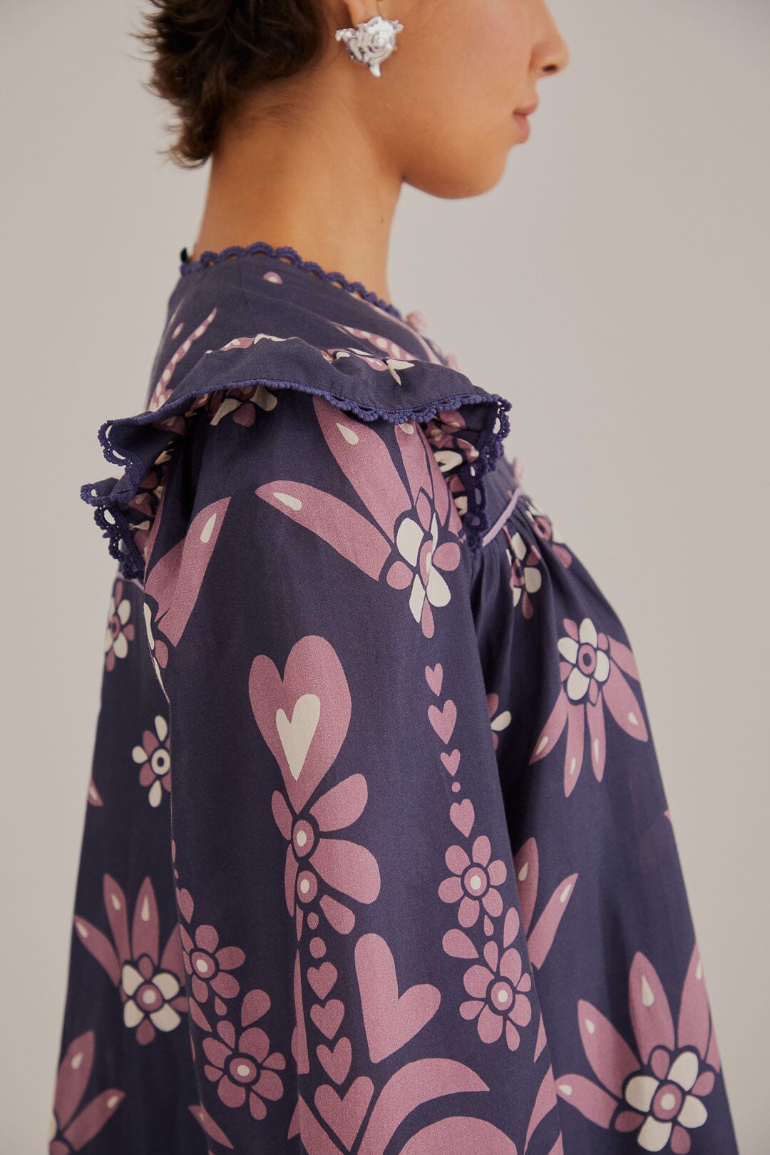 Robe courte à manches longues - Violet