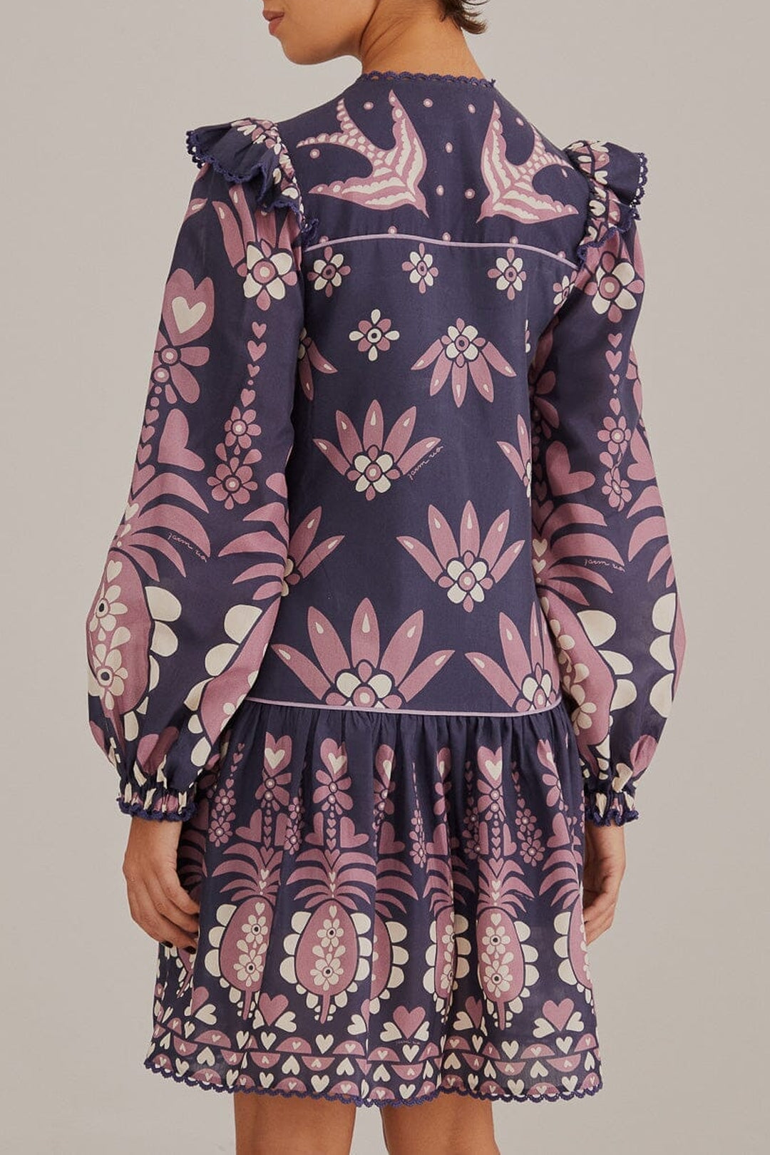 Robe courte à manches longues - Violet