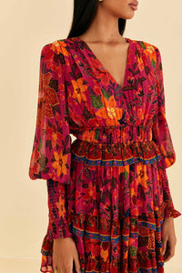 Robe courte Tropical Tapestry - Multicolore
