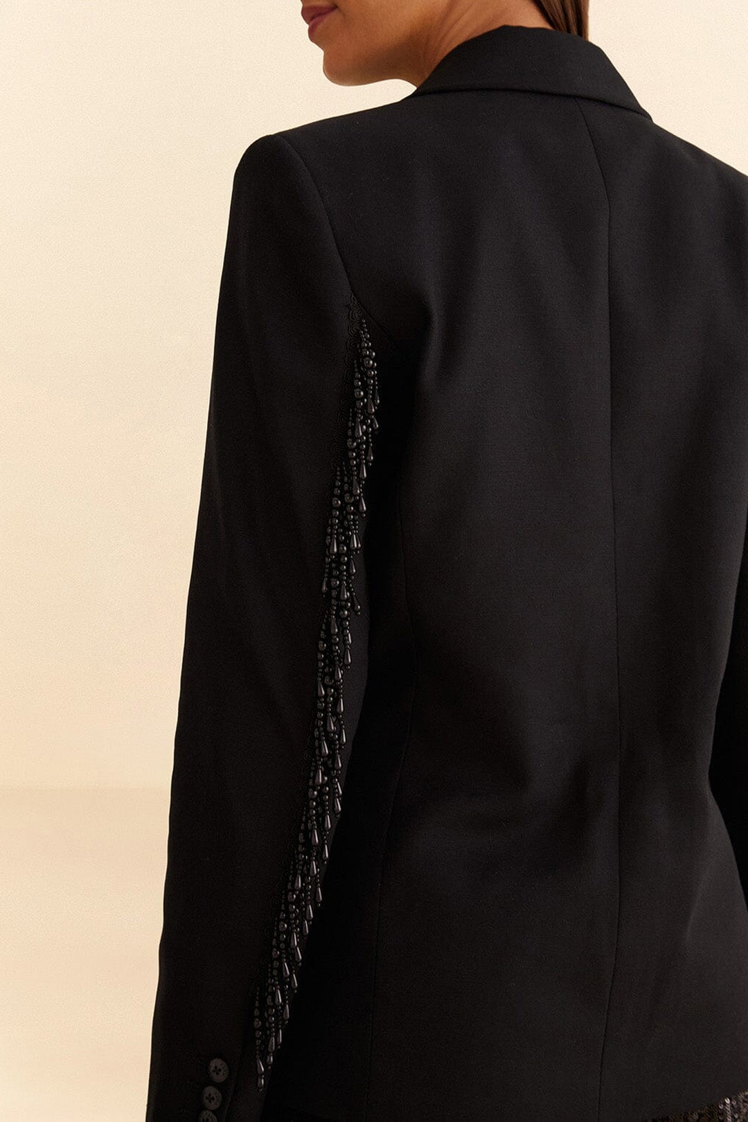 Blazer à franges en coton - Noir